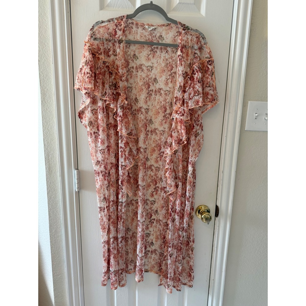 Cato Floral Lace Ruffle Front Dress Sheer Overlay Romantic Boho 18/20W‎ Plus